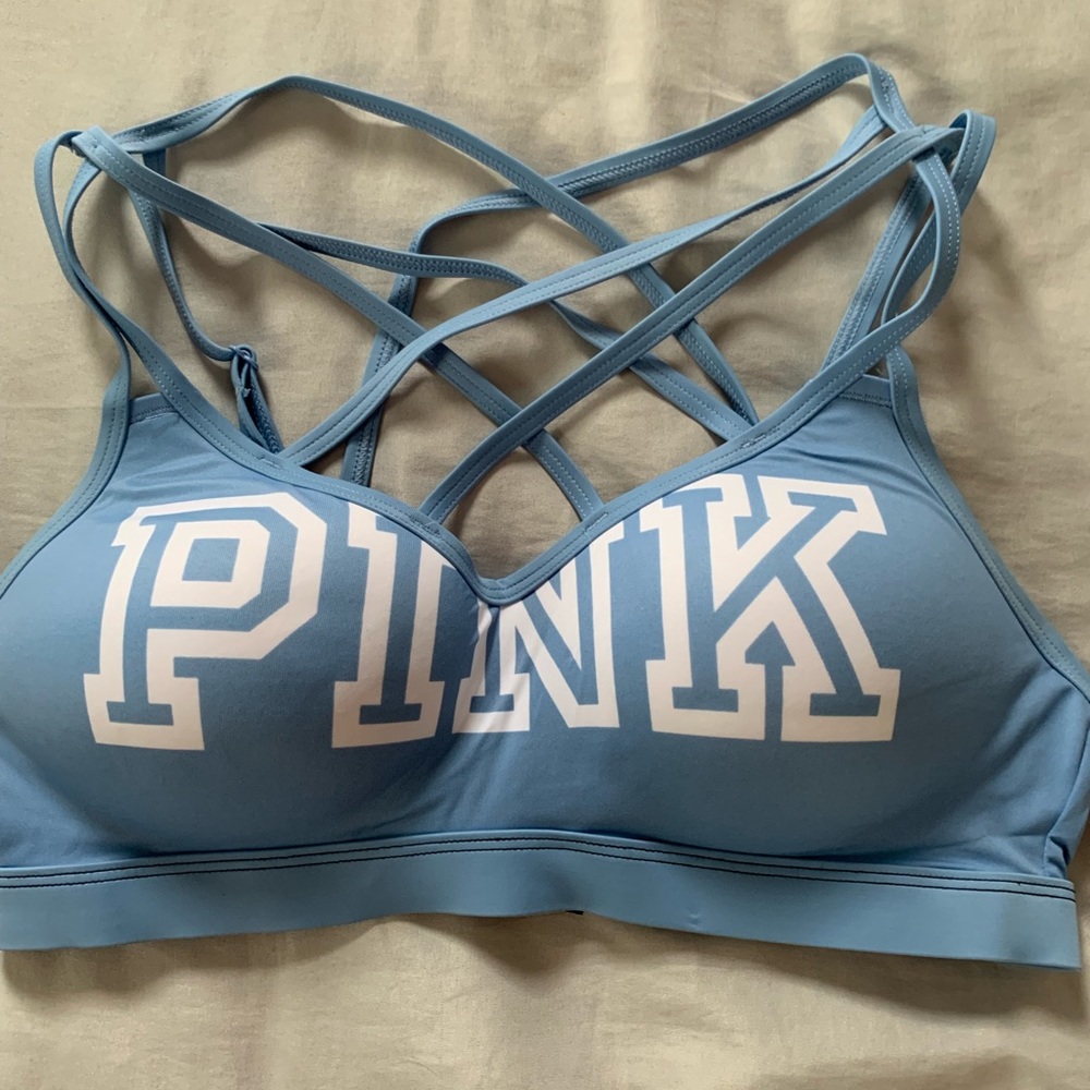 Criss Cross Light Blue Sports Bra